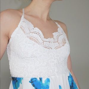 Lace & Floral Open Back Romper